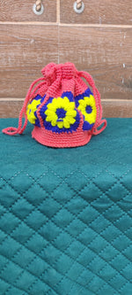 Solura Handmade Crochet Floral Drawstring Utility Pouch for Everyday Storage and Gifting