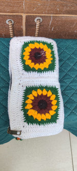 Solura Handmade Crochet Sunflower Mobile Sling Bag | Handcrafted Crossbody Phone Pouch | Eco-Friendly Crochet Shoulder Bag
