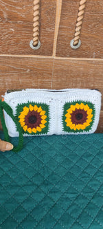 Solura Handmade Crochet Sunflower Mobile Sling Bag | Handcrafted Crossbody Phone Pouch | Eco-Friendly Crochet Shoulder Bag